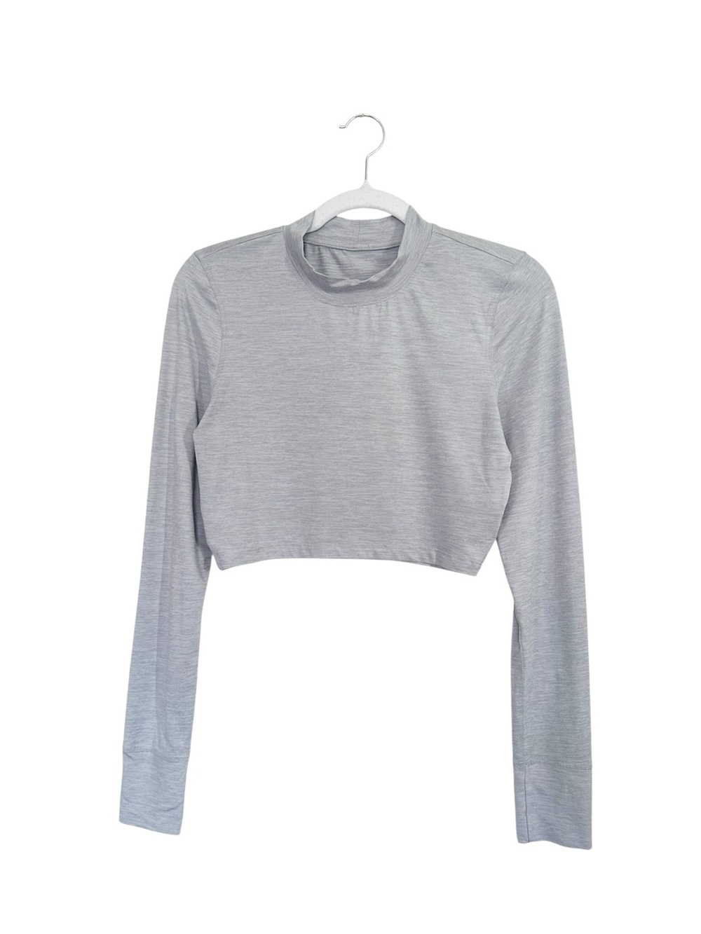 Vuori Lux Cropped Mock Neck Long Sleeve Top Heather Grey Size Medium EUC